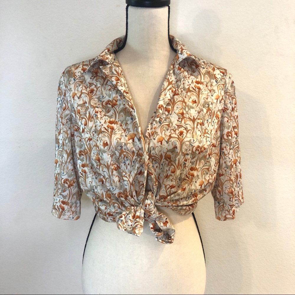 Handmade Vintage Patterned Button Down Shirt Sz Sm - image 1